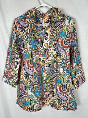 Hinson Wu Vicky Multicolored Paisley Floral Button Up Blouse